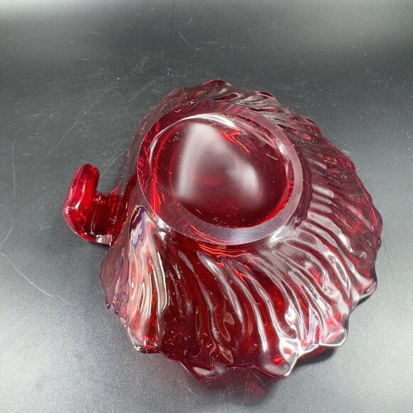 Vintage Viking Ruby Red Glass Leaf Shaped Dish Trinket Dish Small Plate VTG - Picture 11 of 16